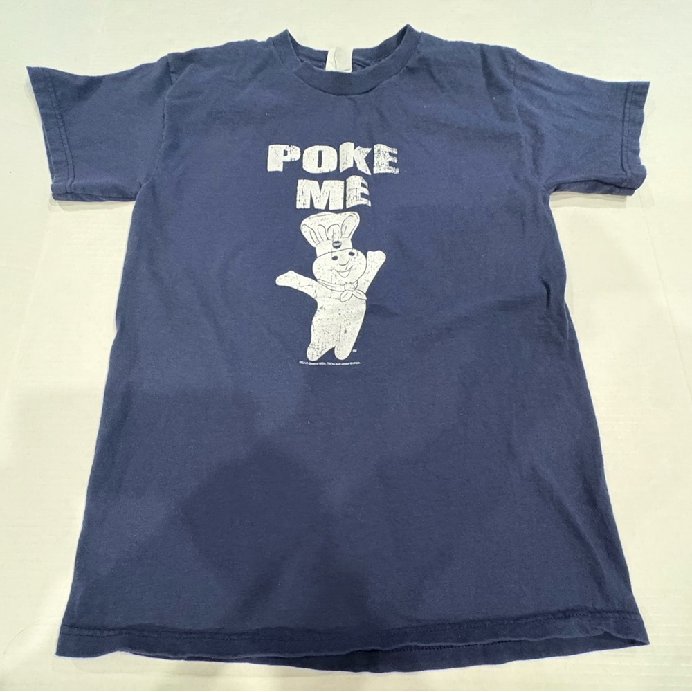 Playful Navy Blue Graphic Tee Pillsbury Small